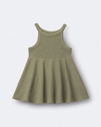 Toddler Girl Smocked Peplum Top - Olive, 