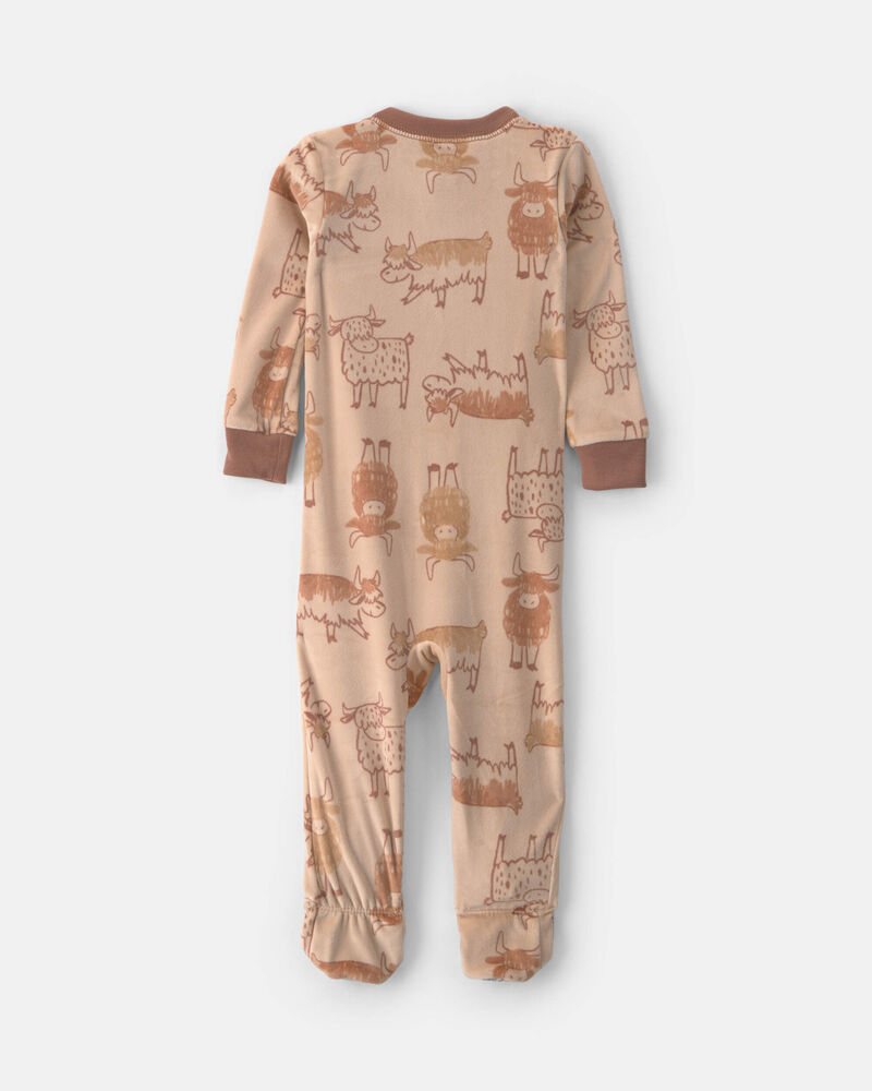 Tout-petit gar&ccedil;on - Pyjama ajust&eacute; 1 pi&egrave;ce &agrave; pieds en DreamPlush &agrave; motif vache &ndash; Beige, image 2 sur 3 diapositives