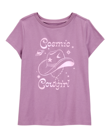 Kid Cosmic Cowgirl Short-Sleeve Graphic Tee - Purple, 