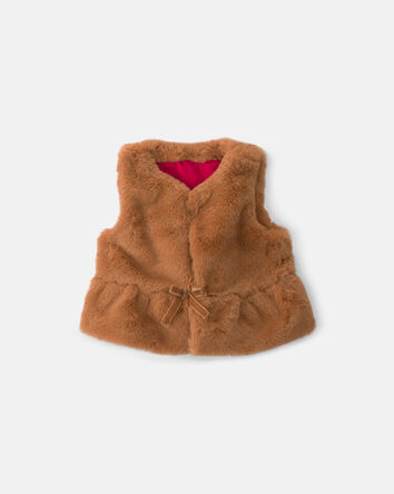 B&eacute;b&eacute; fille - Gilet en simili-fourrure - Brun, 
