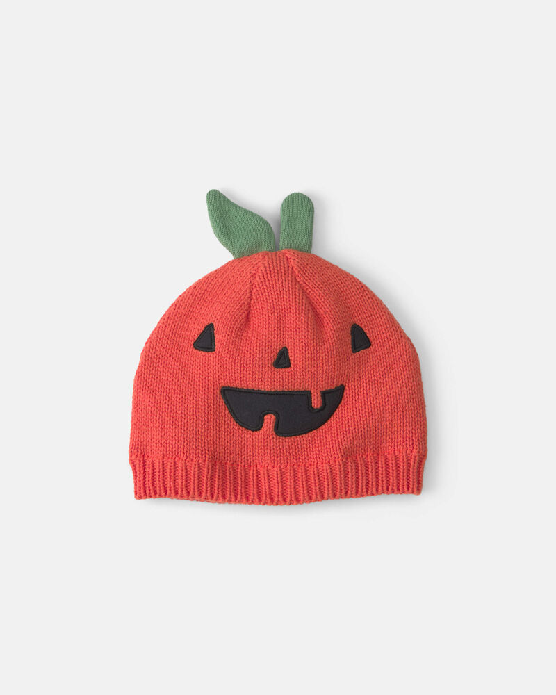 B&eacute;b&eacute; - Bonnet en tricot citrouille d&rsquo;Halloween &ndash; Orange, image 1 sur 2 diapositives