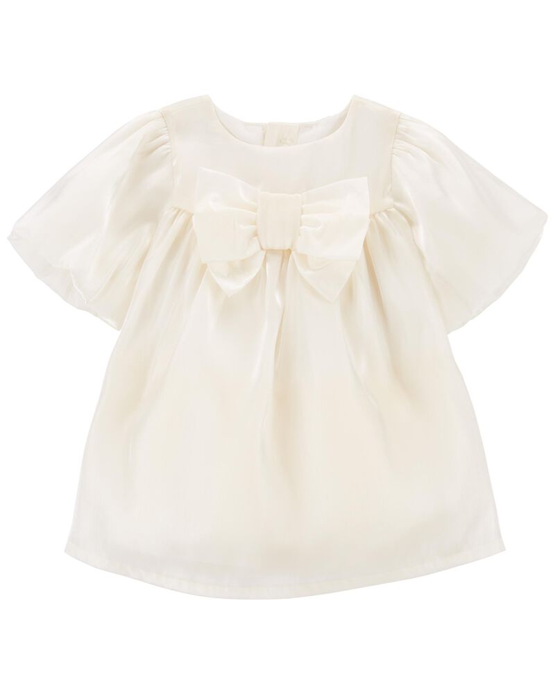 B&eacute;b&eacute; Robe &agrave; n&oelig;ud pour les F&ecirc;tes de couleur cr&egrave;me et dor&eacute; , image 1 sur 3 diapositives