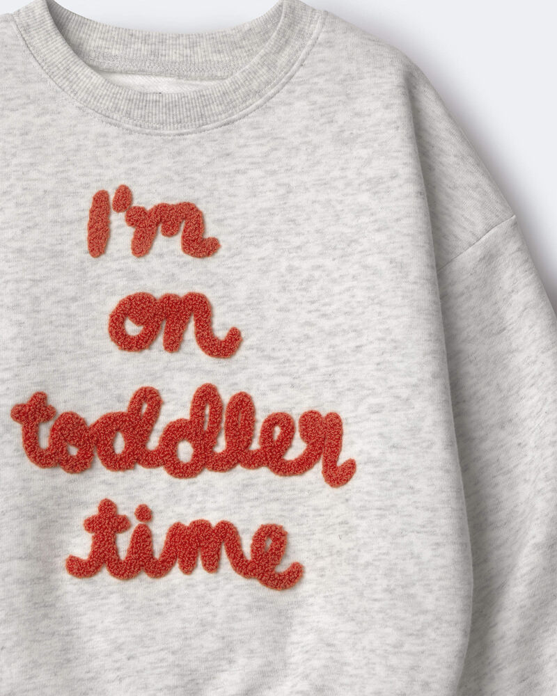 Tout-petit - Chandail &agrave; manches chauve-souris &laquo;I&rsquo;m on toddler time&raquo; - Gris chin&eacute;, image 6 sur 6 diapositives