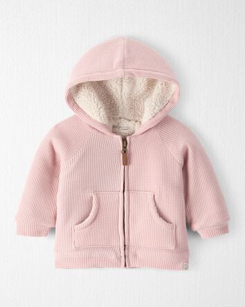 Baby Girl Waffle Knit Hooded Jacket Made with Organic Cotton, 