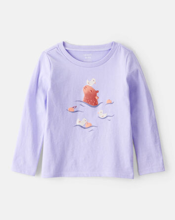 Tout-petit fille - T-shirt à manches longues imprimé Capybara - Mauve, 
