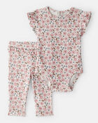B&eacute;b&eacute; fille - Ensemble pantalon et cache-couche floral &agrave; volants, image 1 sur 2 diapositives