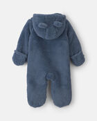 B&eacute;b&eacute; gar&ccedil;on - Combinaison manches longues en molleton teddy &agrave; th&egrave;me ourson &ndash; Bleu, image 2 sur 4 diapositives