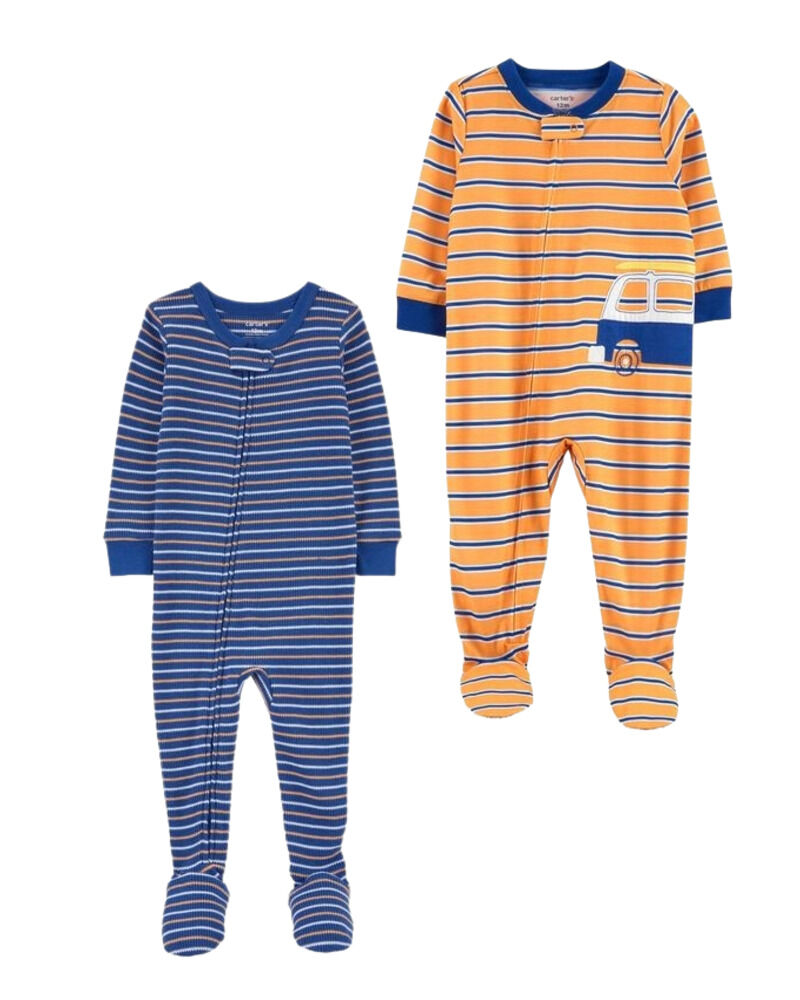 Baby 2-Pack 1-Piece 100% Snug Fit Cotton Footie PJs, image 1 of 1 slides