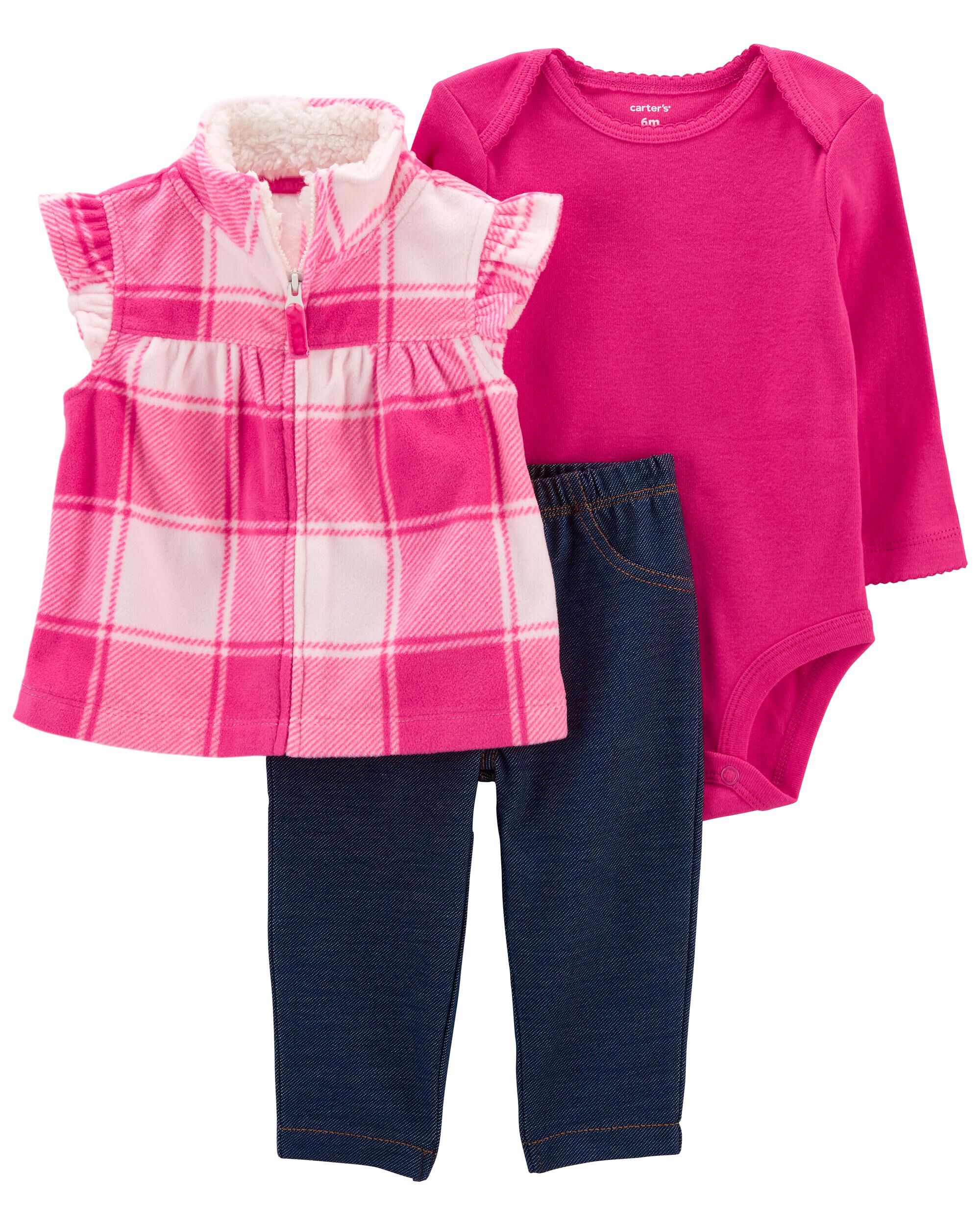 3 Piece Fleece Little Vest Set