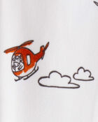 Toddler Boy Helicopter Print DreamPlush Snug Fit Long-Sleeve 2-Way Zip 1-Piece Pyjamas - White, image 2 of 3 slides