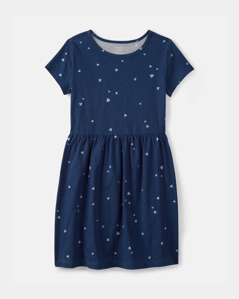 Girls Heart Short-Sleeve Dress - Blue, image 1 of 4 slides