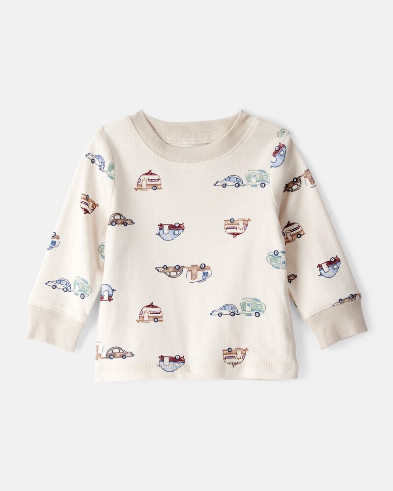 Baby Boy 2-Piece Car Overall Set - Cream, image 3 of 6 slides