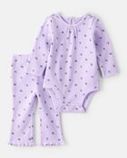 Baby 2-Piece Berry Print Bodysuit Pant Set, image 1 of 3 slides