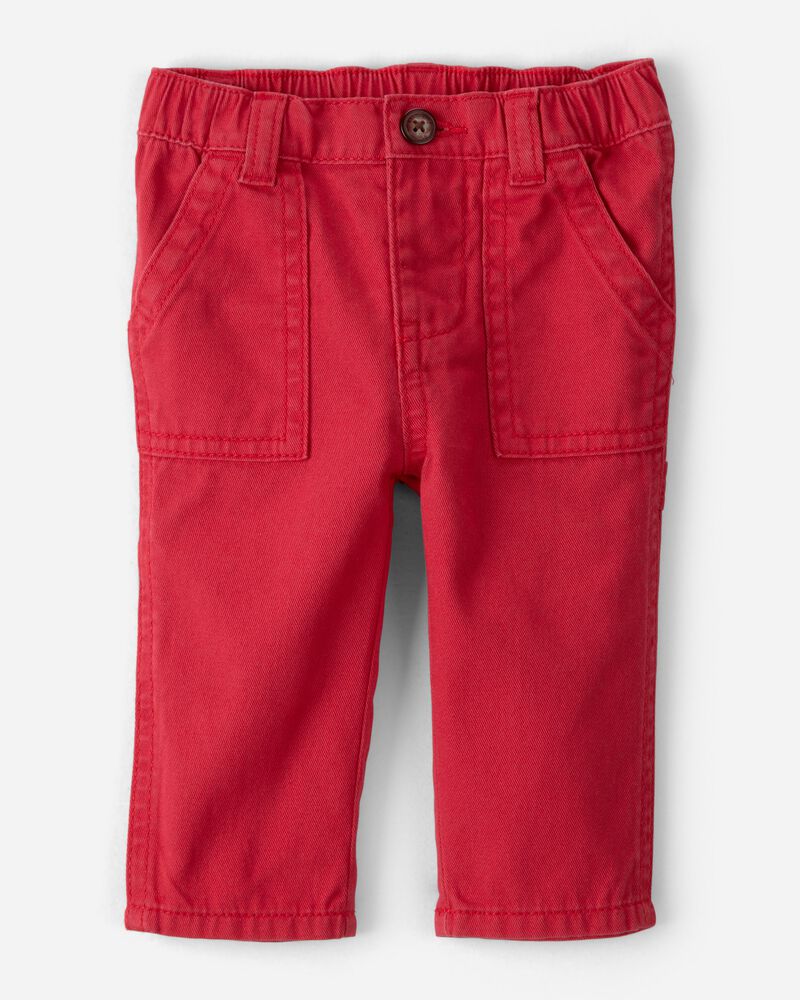 B&eacute;b&eacute; gar&ccedil;on - Pantalon en serg&eacute; uni - Rouge, image 1 sur 3 diapositives