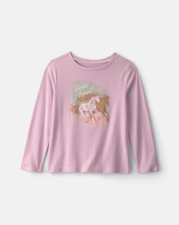 Filles - T-shirt manches longues &agrave; imprim&eacute; cheval &laquo;Wild Heart&raquo; &ndash; Mauve, 