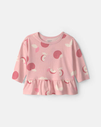 B&eacute;b&eacute; fille - Haut manches longues &agrave; motif pomme - Rose, 