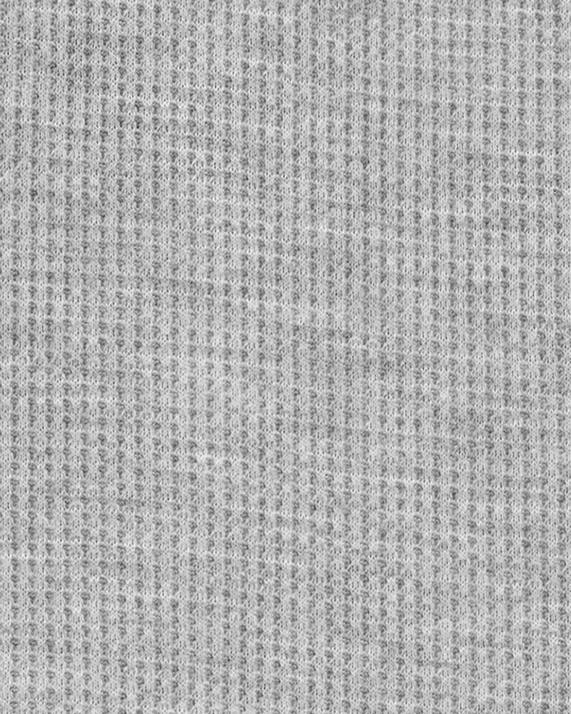 Garçons - Pyjama 2 pièces décontracté en tricot gaufré de couleur unie - Gris, image 2 sur 3 diapositives