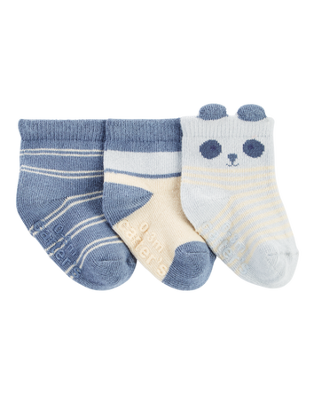 Baby 3-Pack Panda Booties, 