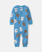 Baby Boy 1-Piece Milk & Cookies Snug Fit Pyjama - Blue, image 1 of 5 slides
