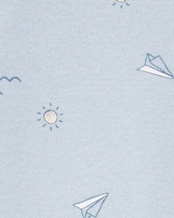 Baby Blue Airplane 2-Piece Sleeper and Cap Set, 
