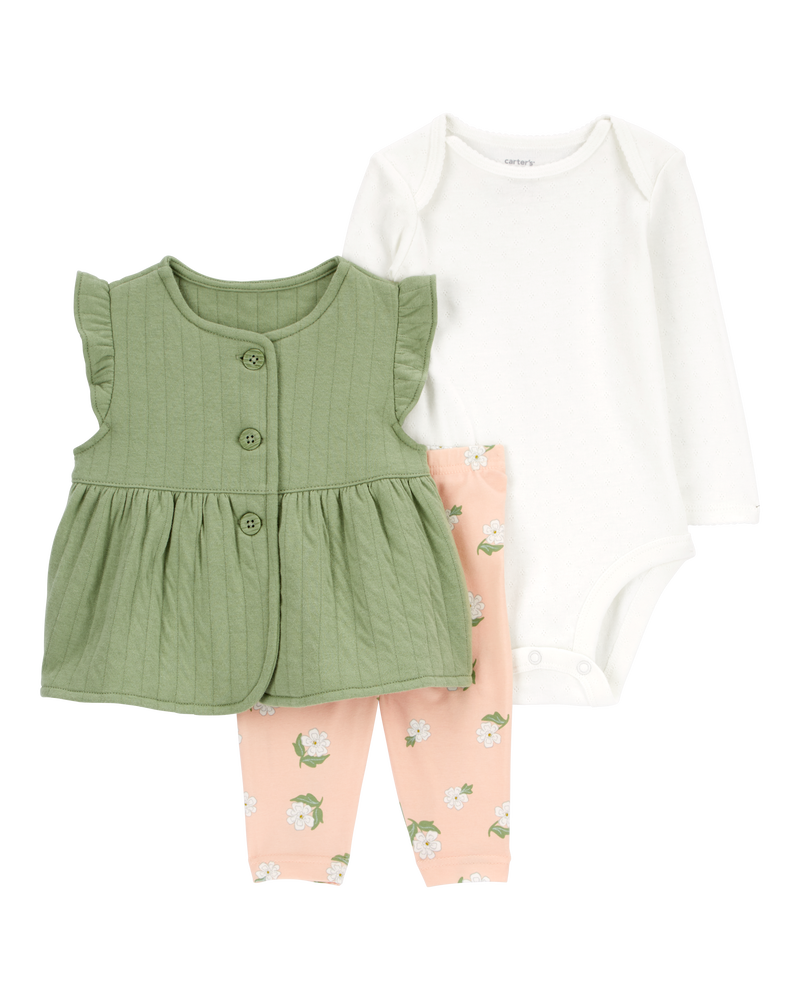 Baby 3-Piece Double Knit Little Vest Set, image 1 of 4 slides