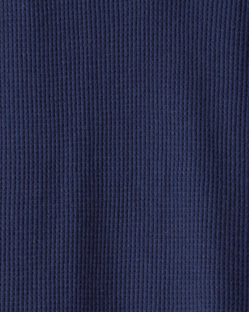 Boys Stripe Thermal Long-Sleeve Henley T-Shirt - Navy, image 2 of 3 slides