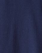 Boys Stripe Thermal Long-Sleeve Henley T-Shirt - Navy, image 2 of 3 slides