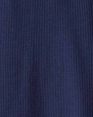 Boys Stripe Thermal Long-Sleeve Henley T-Shirt - Navy, 