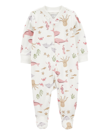 Baby Aquatic Animals 2-Way Zip Cotton Sleeper Pyjama, 