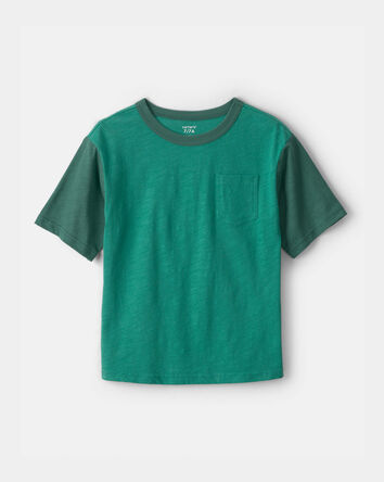 Gar&ccedil;ons - T-shirt avec poche aux couleurs contrast&eacute;es - Vert, 