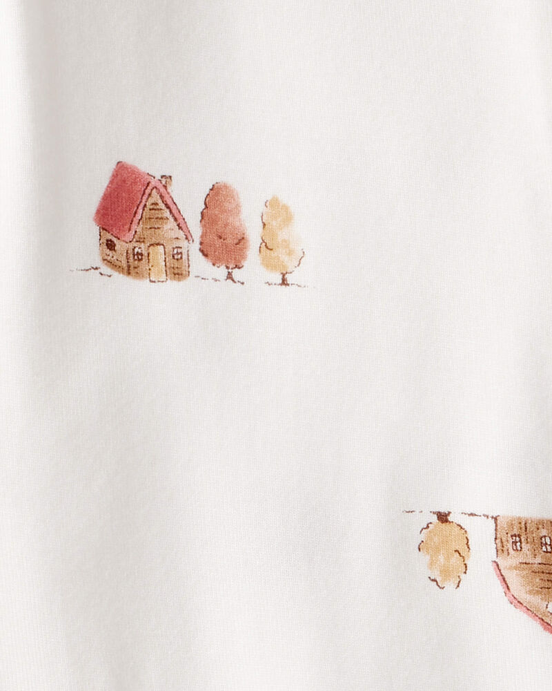 Baby Fall Print PurelySoft Long-Sleeve 2-Way Zip Sleeper- White, image 4 of 8 slides