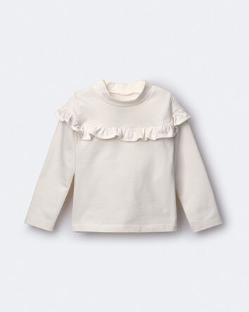 Toddler Girl Mock Neck Ruffle Top - Cream, 