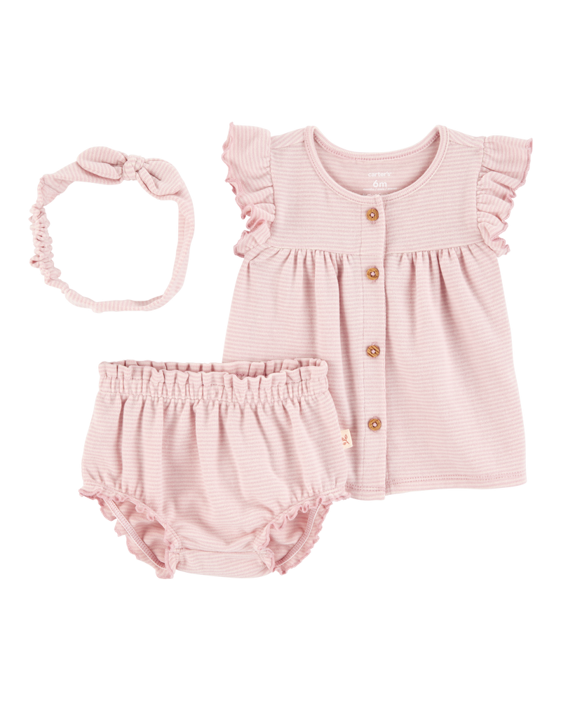 Baby Girl 3-Piece Outfit Set - Pink, image 1 of 3 slides