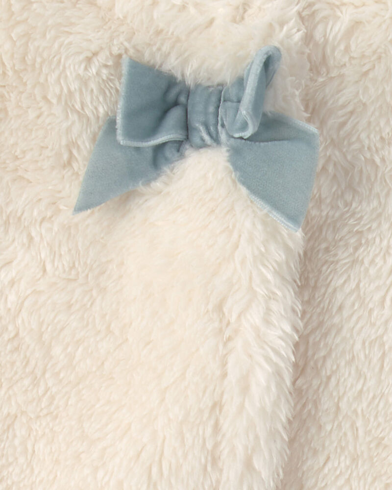 Baby Girl 3-Piece Floral Teddy Fleece Layering Set - Blue/Cream, image 3 of 5 slides