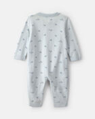 Baby Boy Train 2-Way Zip Long-Sleeve Jumpsuit - Blue, image 2 of 5 slides