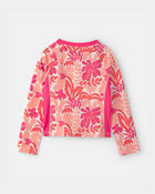 Girls 3-Piece Floral Long-Sleeve Rashguard Swimsuit Set - Pink/Orange, image 2 of 5 slides