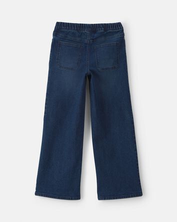 Filles - Jeans en denim &agrave; jambe large &agrave; motif floral - D&eacute;lav&eacute; fonc&eacute;, 