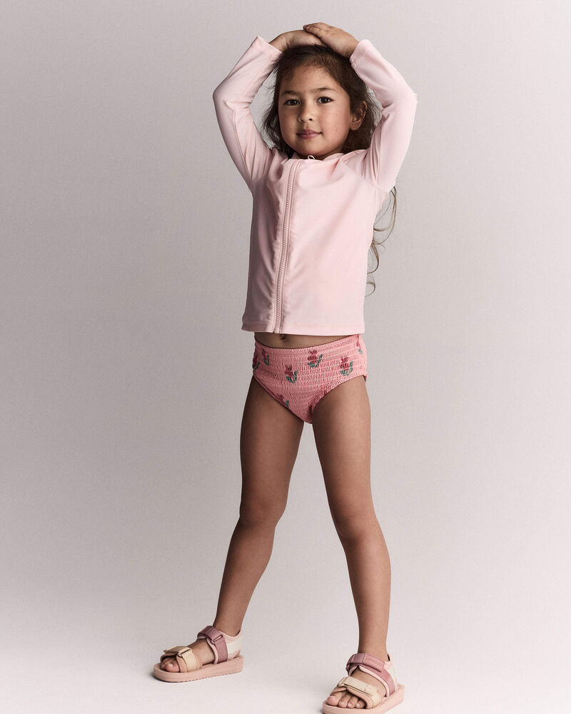 Toddler Full-Zip Long-Sleeve Rashguard - Blush, image 3 of 7 slides