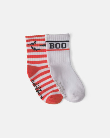 Tout-petit - Emballages 2 paires de chaussettes mi-mollet &agrave; motif d&rsquo;Halloween - Orange/Blanc, 