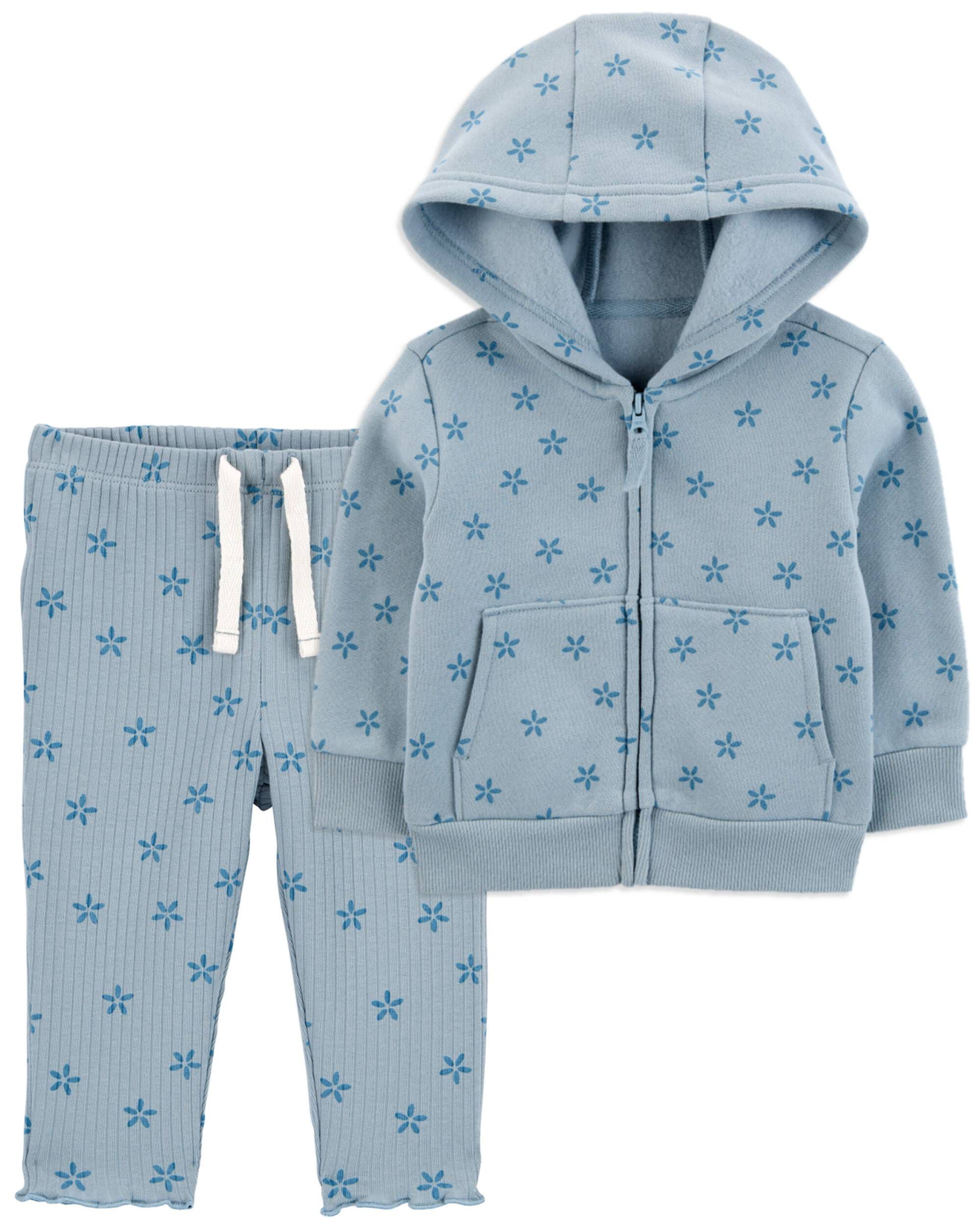 Blue Baby 2 Piece Zip Up Fleece Hoodie Pants Set Carter s Oshkosh Canada