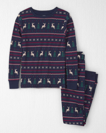 Kids 2-Piece Organic Cotton Fair Isle Pyjamas, 