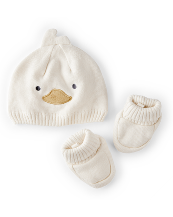 Baby 2-Piece Duck Crochet Booties & Hat, 