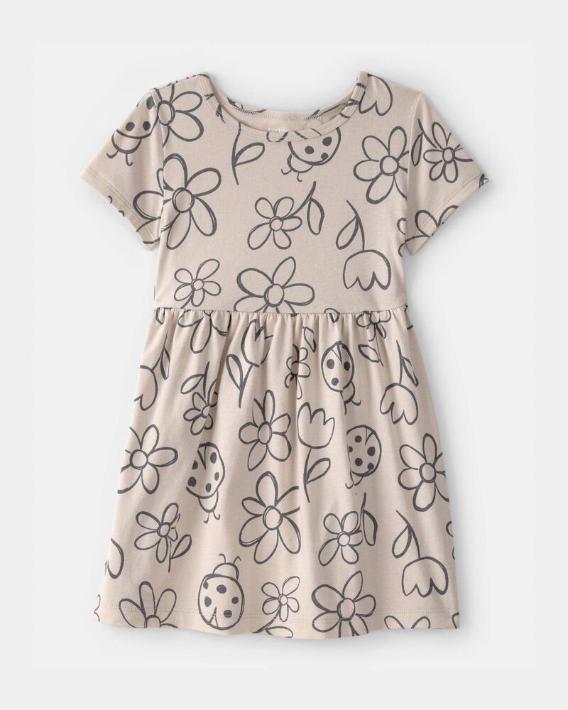 Toddler Girl Floral Ladybug Short-Sleeve Dress - Brown, image 1 of 4 slides