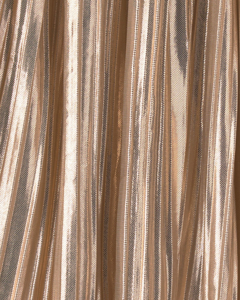 Girls Pleated Metallic Skirt - Gold, image 2 of 3 slides