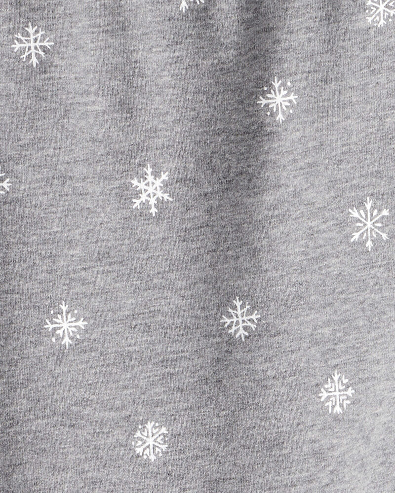 Girls Snowflake Print Cotton Pull-On Stretch Leggings - Grey, image 3 of 4 slides