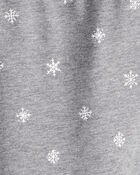 Girls Snowflake Print Cotton Pull-On Stretch Leggings - Grey, image 3 of 4 slides