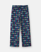 Adult Feliz Navidad' Christmas Fleece Loose Fit Pyjama Bottoms - Navy Blue, image 1 of 4 slides