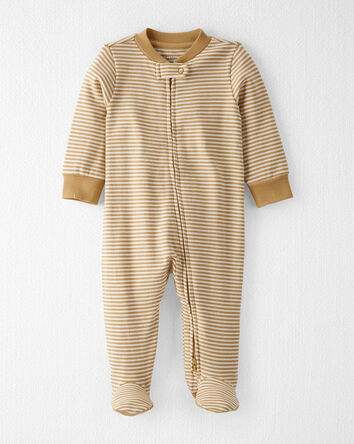 Baby Organic Cotton Rib Sleeper Pyjamas in Stripes, 