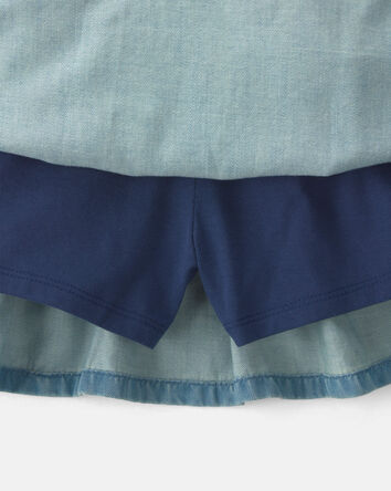 Filles - Jupe-short en denim chambray - Indigo, 