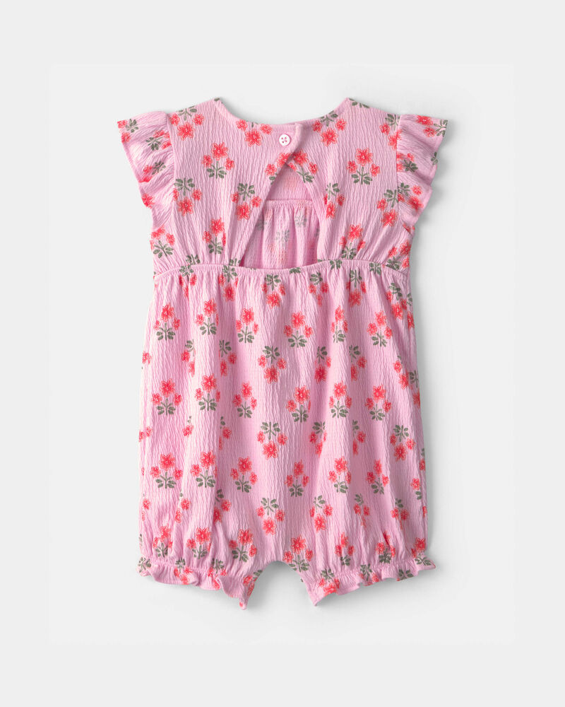 B&eacute;b&eacute; fille - Barboteuse &agrave; motif floral - Rose, image 2 sur 3 diapositives